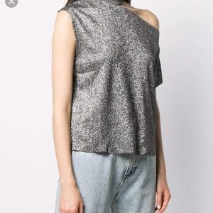 RTA Axel Silver off shoulder top